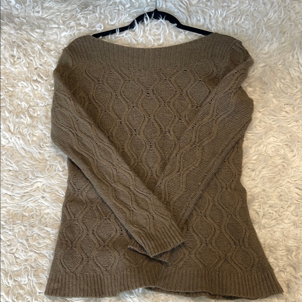 Loft Cable Knit Sweater in GreenBrown 2 ❤️
